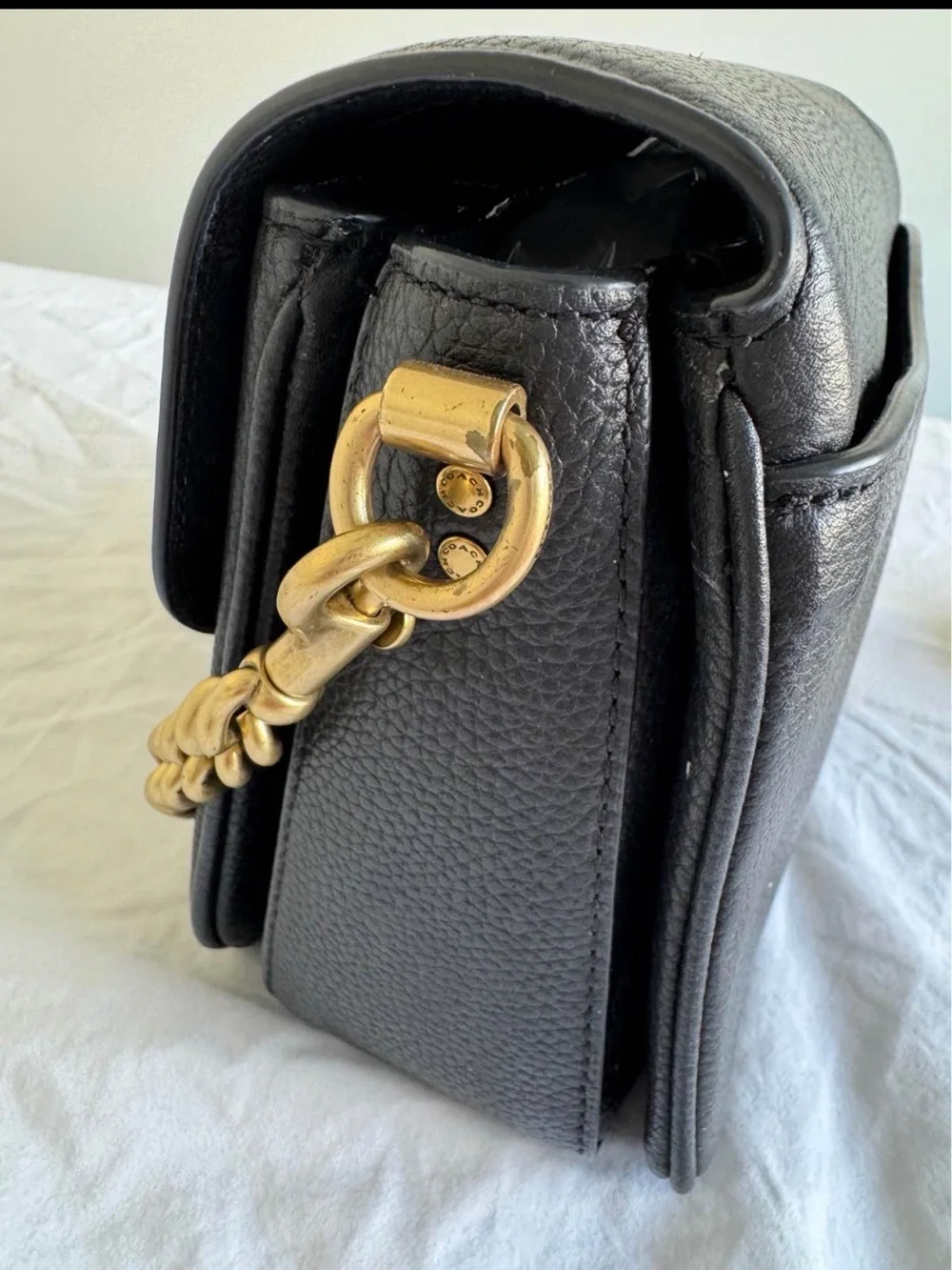 Coach Cassie 19 bag Black Pebbled Leather purse 3 strap optional Gold Chain